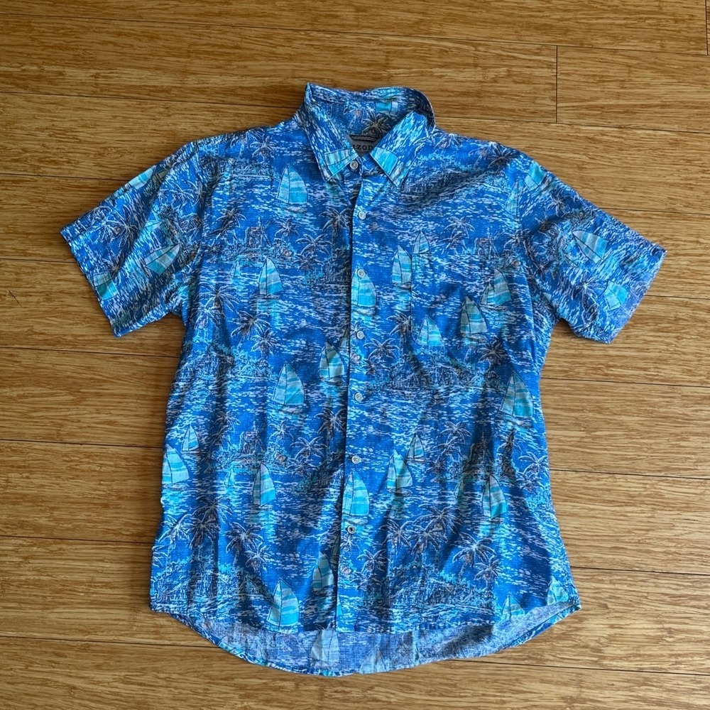 Izod Saltwater Relaxed Dockside Blue Revival Sailboat S/S Shirt Men's Size XL - Picture 6 of 6